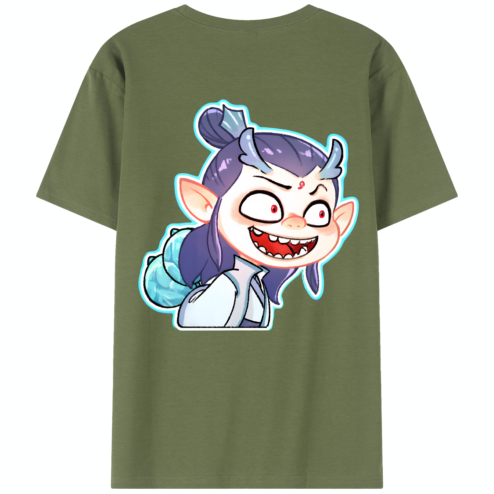 （画像用） Ne Zha 2 ナタ 魔童の大暴れ 綿100％半袖Tシャツ（背面プリント）